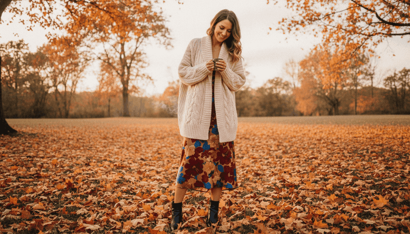 Cardigan + Slip Dress + Ankle Boots
