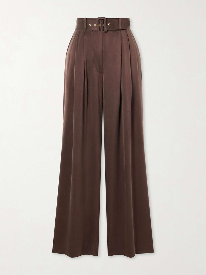 Chocolate-Brown Pleated Trousers