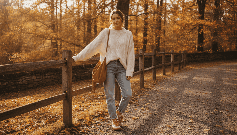 Chunky Cable-Knit + Relaxed Jeans