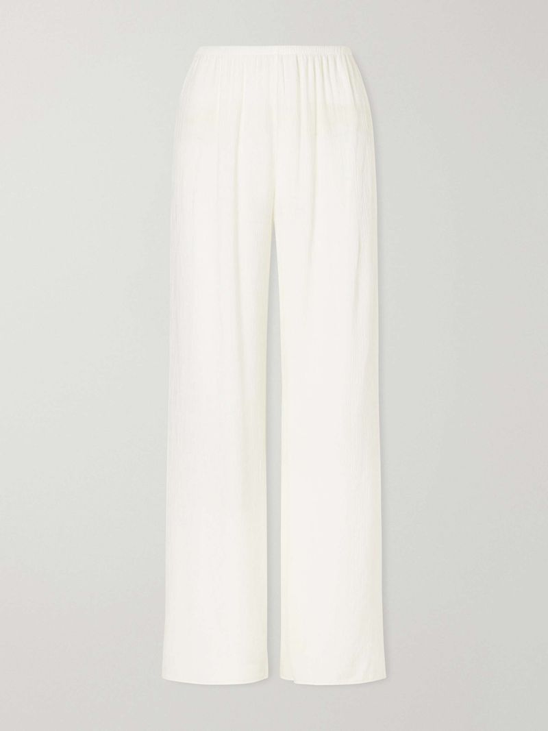 Cream Fluid Wide-Leg Trousers