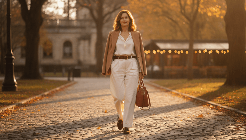 Cream Pleated Trousers + Dark-Brown Suede Loafers