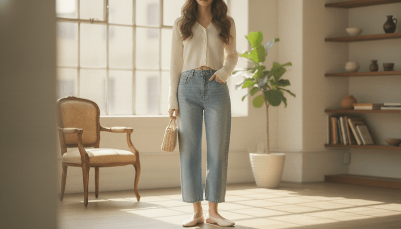 Cropped Cardigan and Ballet Flats