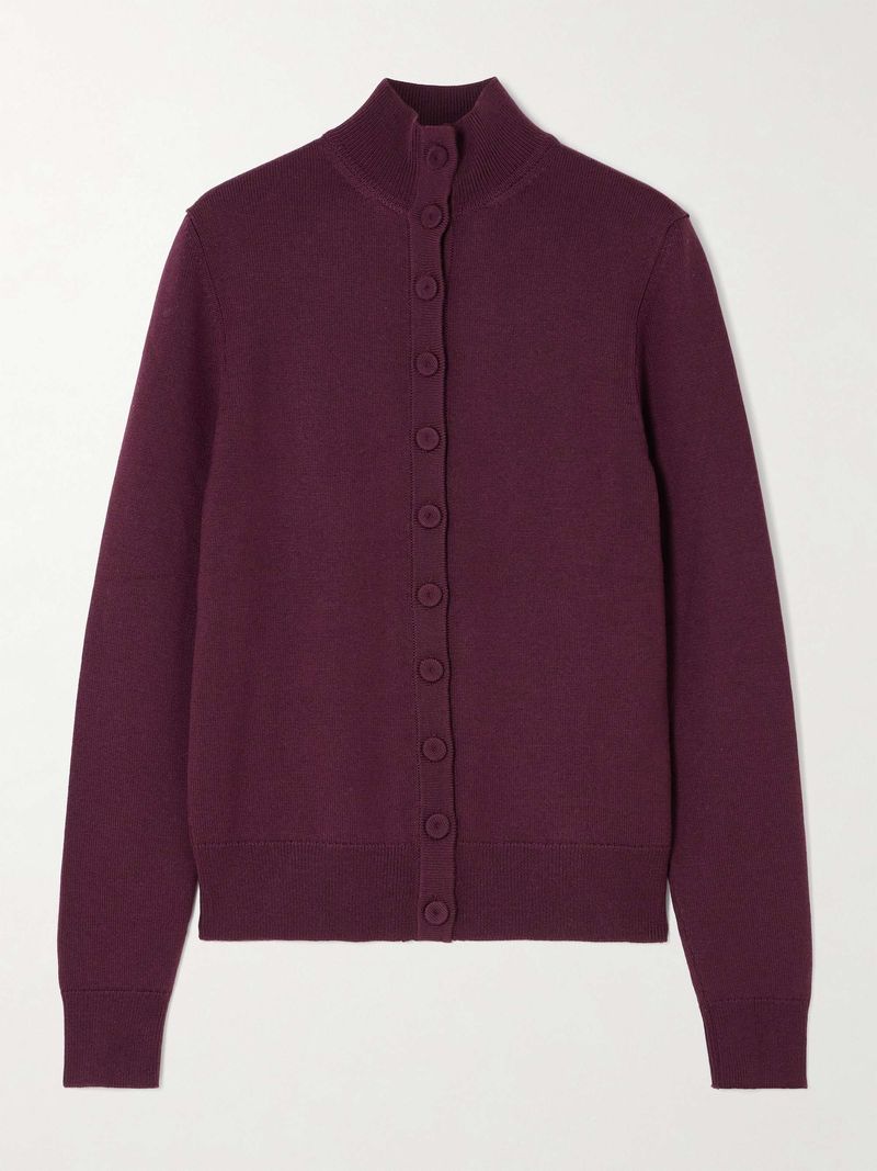 Cropped Fitted Cardigan vs. Turtleneck High-Collar Cardigan