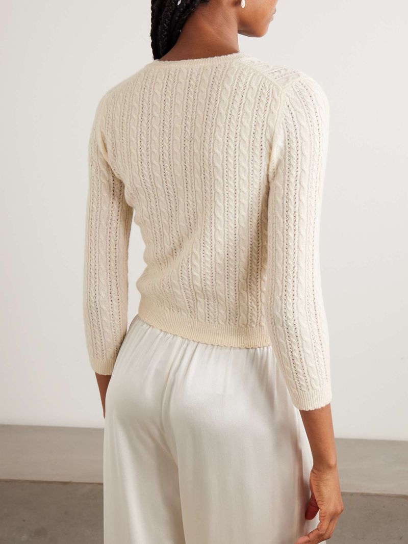 Doen Danae Cropped Cable-Knit Cashmere Cardigan