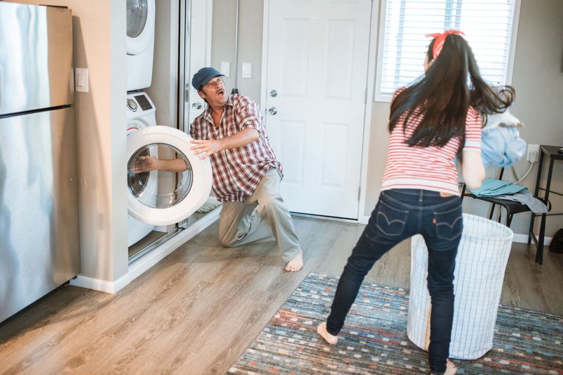 Doing boring household chores together