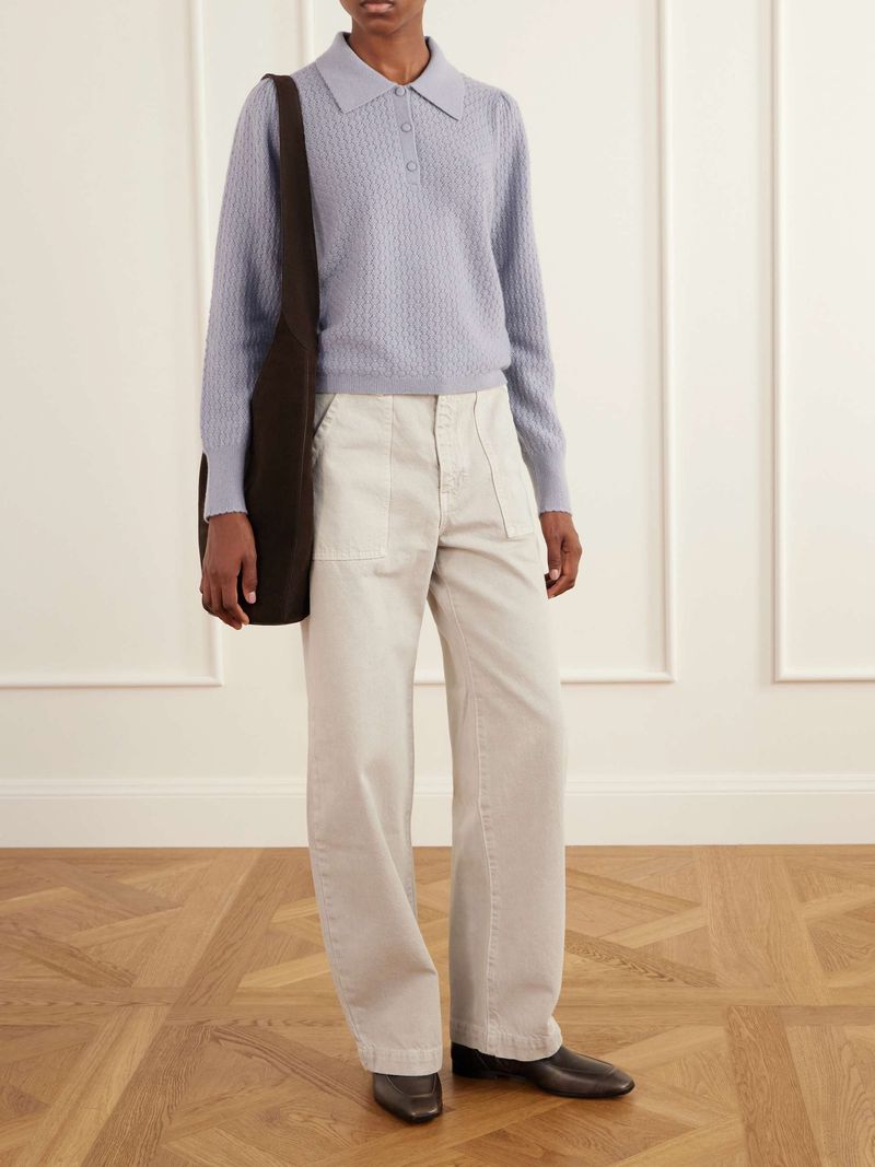 Frame The Honeycomb Cashmere Polo Sweater