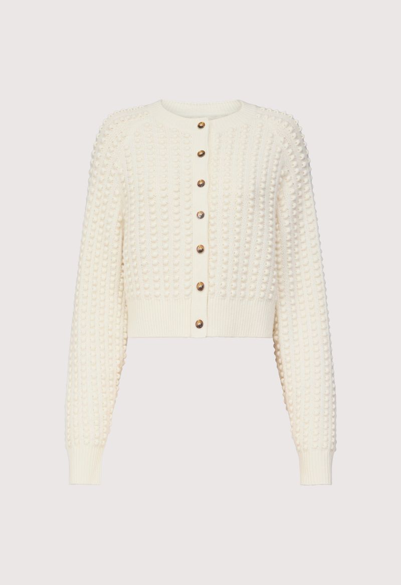 Loulou de Saison Edie Bubble-Stitch Cashmere Cardigan