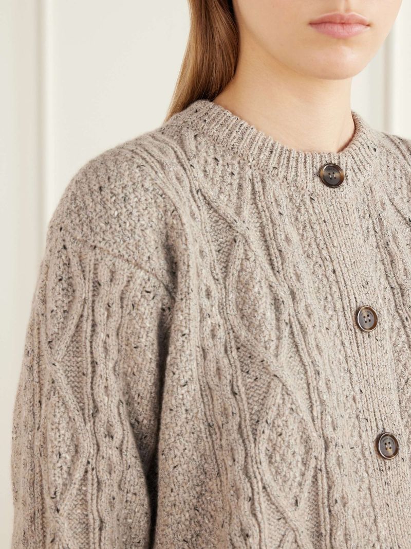 Magda Butrym Cable-Knit Cashmere and Cotton-Blend Cardigan