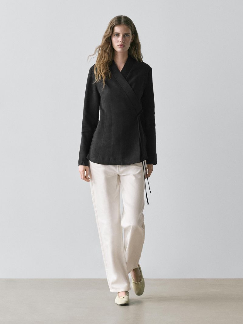 Massimo Dutti Fitted Linen-Blend Blazer