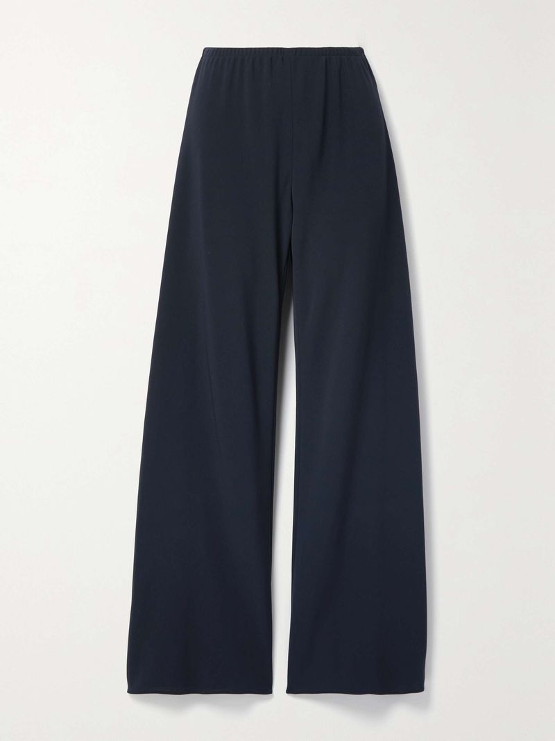 Navy Fluid Wide-Leg Trousers