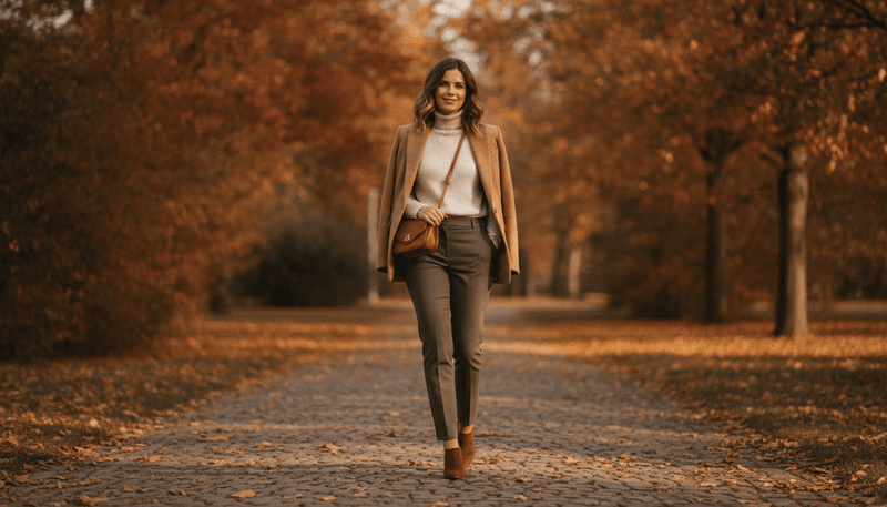 Olive Tailored Trousers + Chocolate Suede Pumps