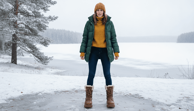 Overly Skinny Jeans Paired with Bulky Winter Boots