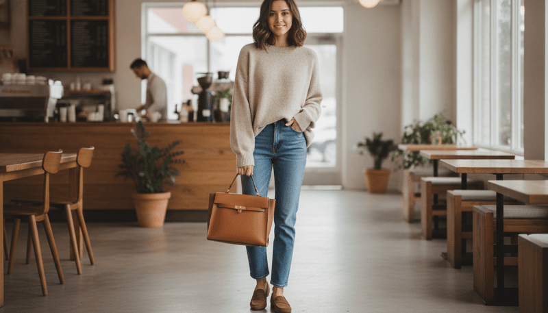 Oversized Crewneck + Straight-Leg Jeans