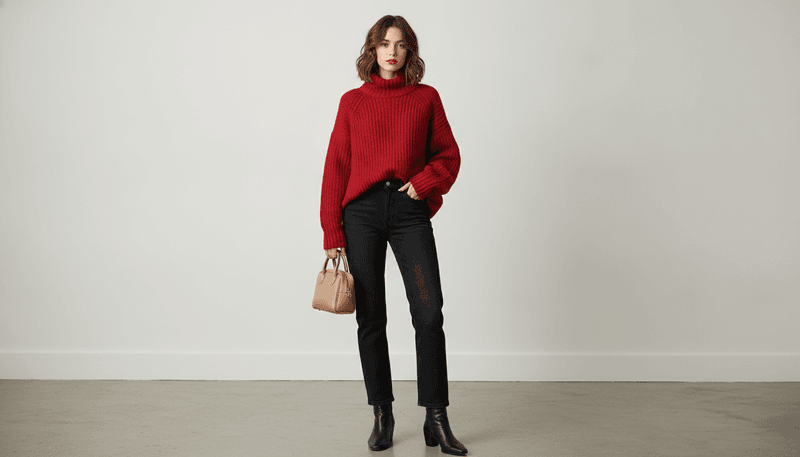 Red Sweater + Black Jeans