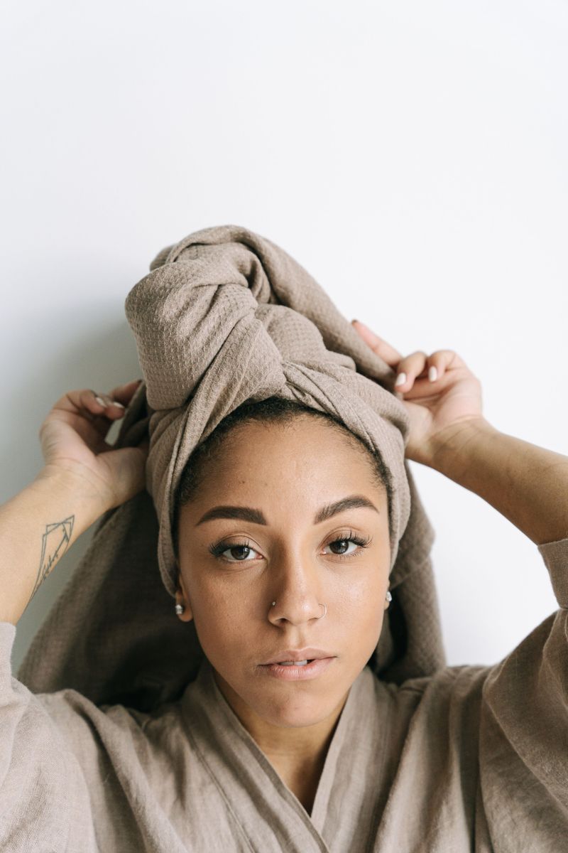 Roughly towel-drying wet hair