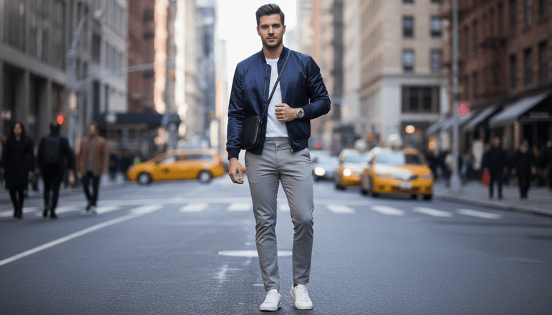 Sneakers + Bomber Jacket + Chinos