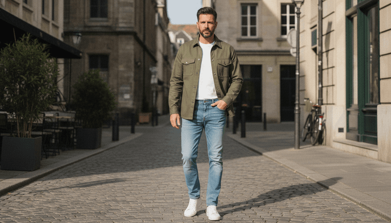 Sneakers + Overshirt + Jeans