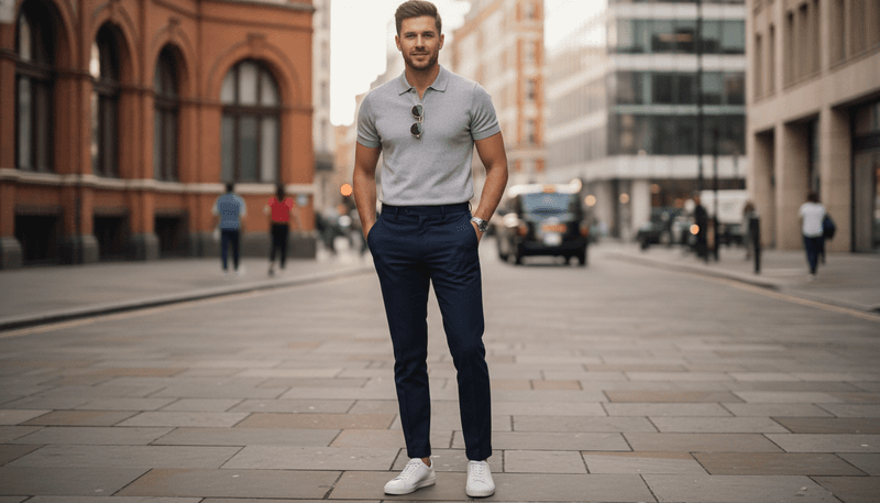 Sneakers + Tailored Trousers + Polo