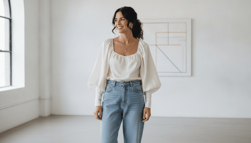 Statement Blouse with Minimal Accessories