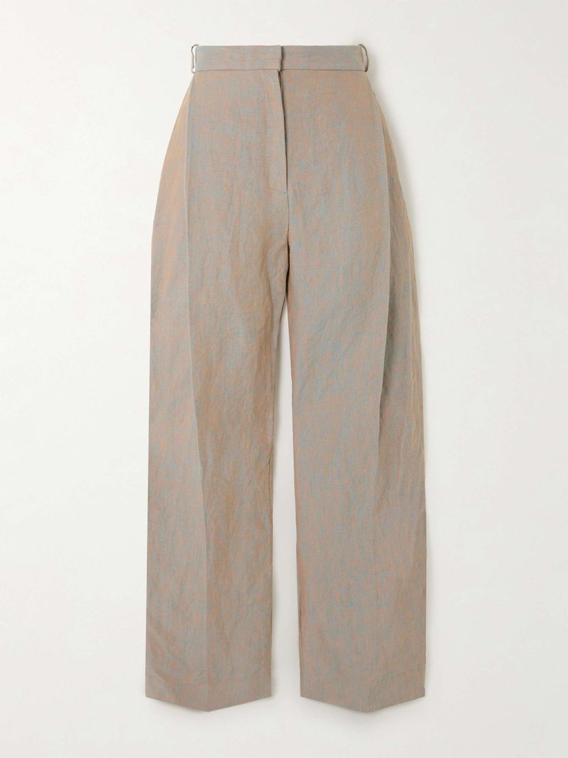 Stone Straight-Leg Linen Trousers