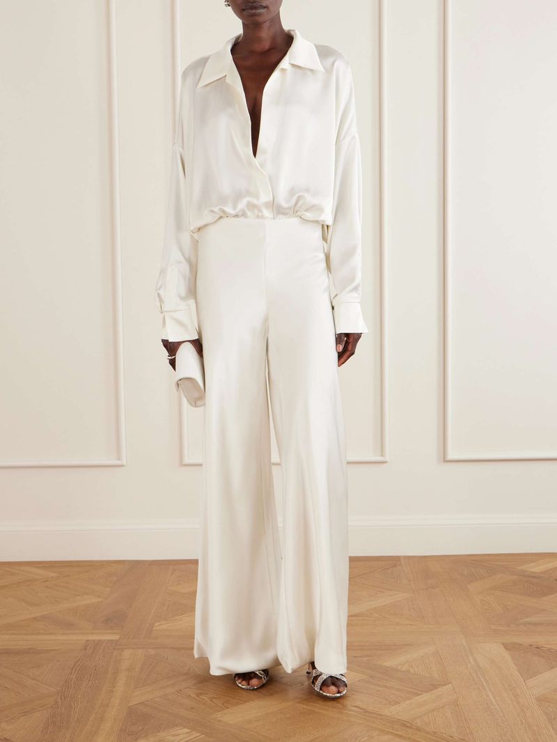 White High-Waisted Wide-Leg Trousers