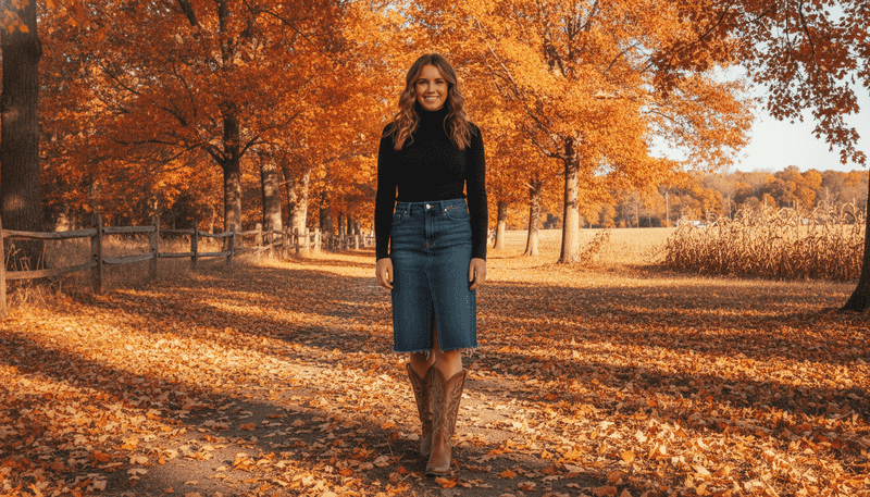 With a Denim Skirt