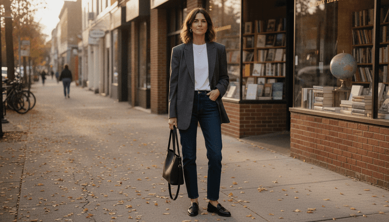 A Relaxed Blazer with Dark Denim