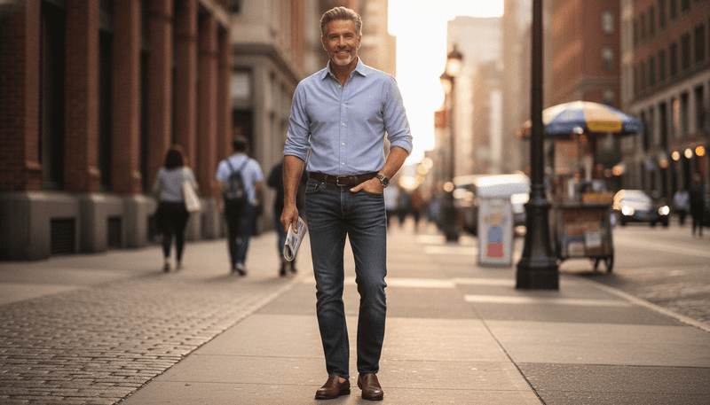 Dark Jeans and Oxford Shirt