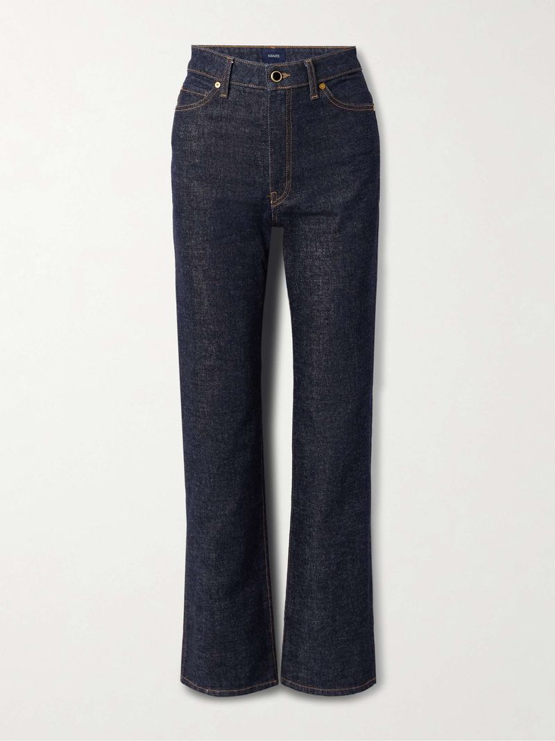 Dark-Wash Straight-Leg Jeans