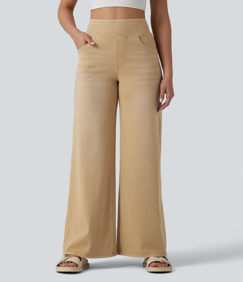 Halara Flex High-Waisted Washed Casual Wide-Leg Pants