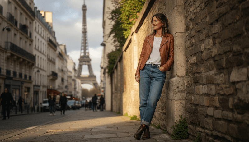 Leather Jacket and Blue Denim