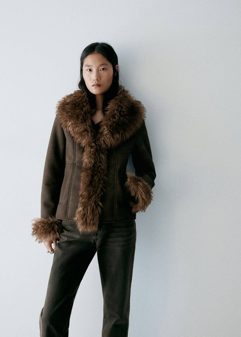 Mango: Suede-Effect Faux-Fur Jacket