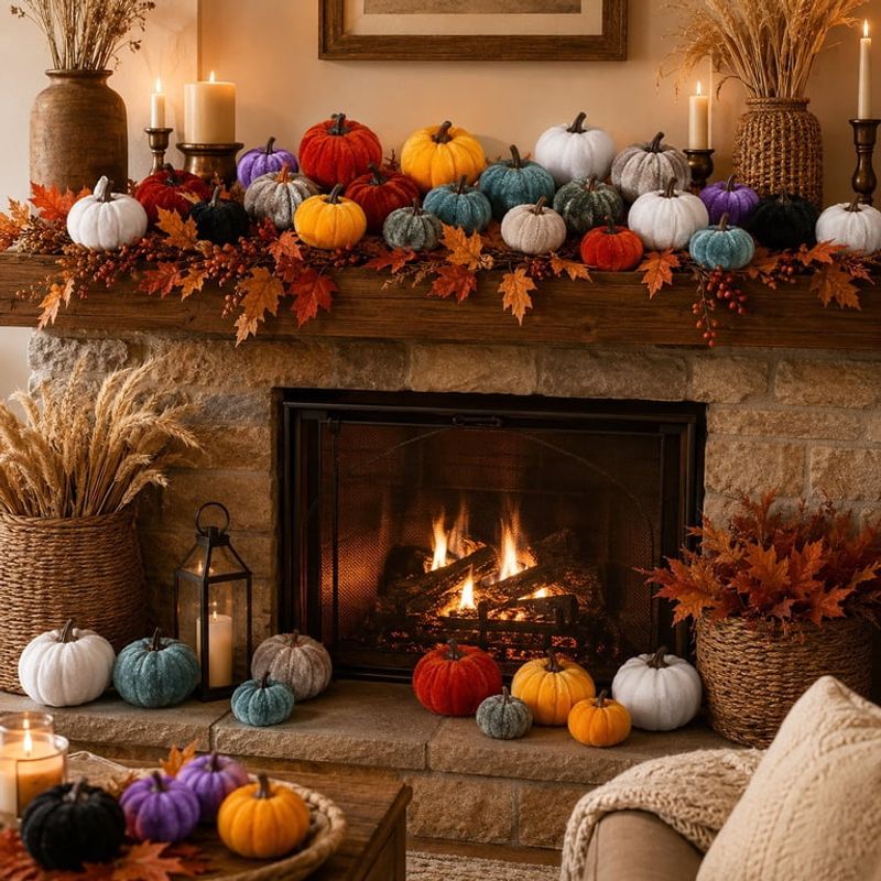 Monochrome Velvet Pumpkin Clusters