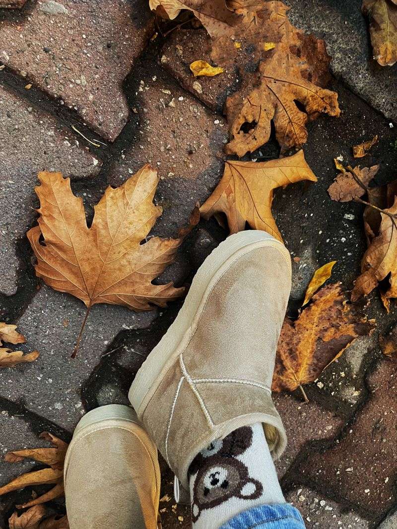 Pale Suede Boots for Slushy Streets