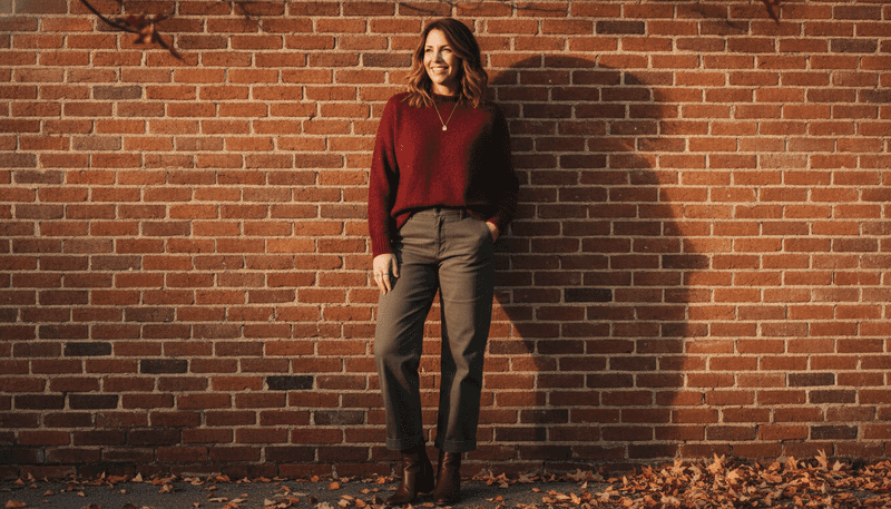 Rich and Moody: Burgundy Sweater with Dark Brown Shoes