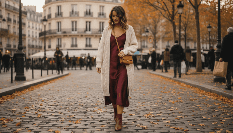 Slip Dress and Oversized Knit
