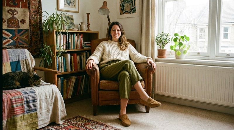 Soft and Warm: Cream Knit with Tan Shoes