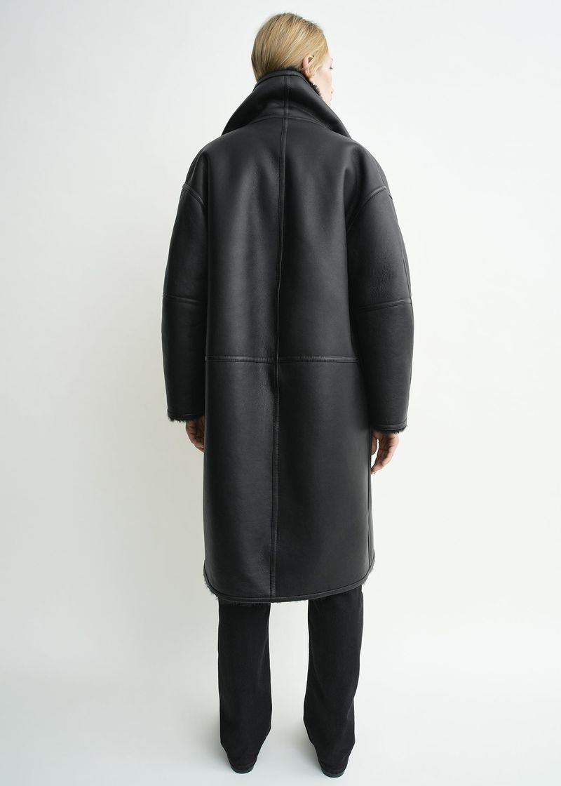 Toteme: Shearling-Collar Leather Coat