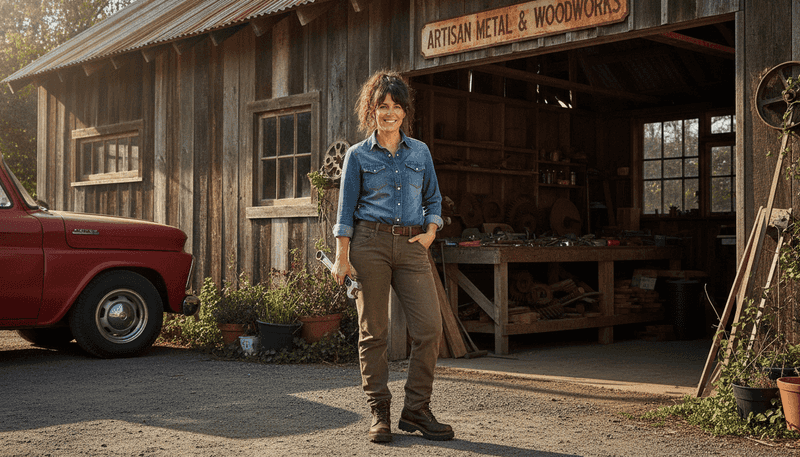 Work Hard, Look Cool: Denim Shirt and Brown Boots