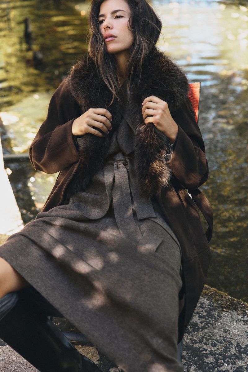 Zara: Faux-Fur Collar Belted Coat